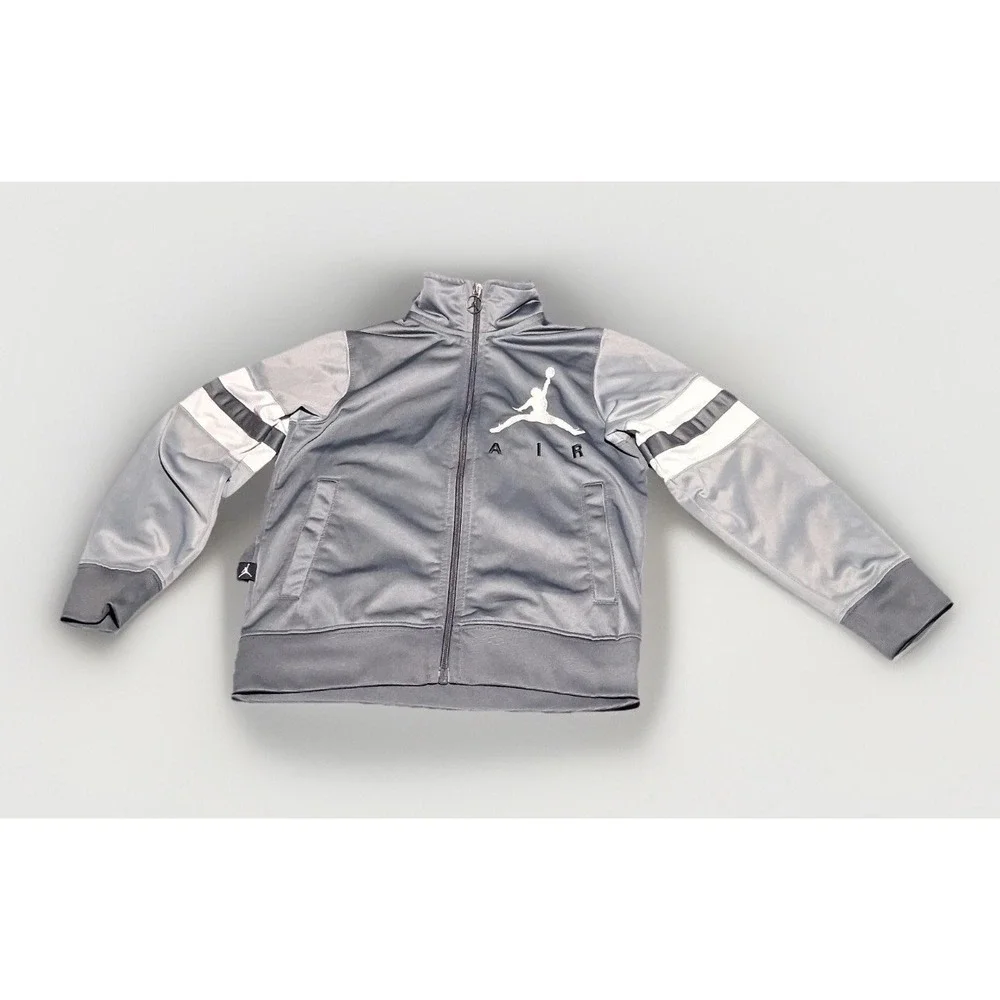 Jordan Air Kids Grey Full Zip Track Jacket Jumpman‎ Logo Size 6 1392-176 314